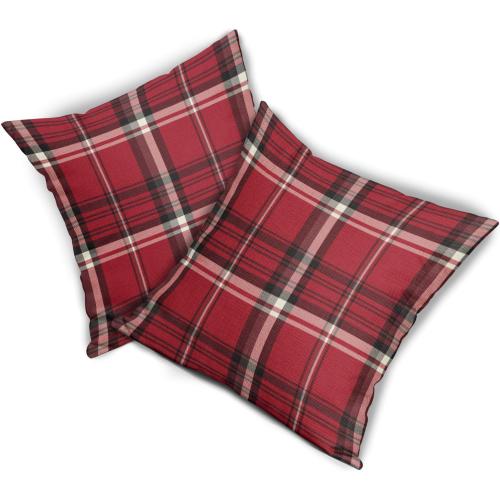 Green Christmas Plaid Pillow Covers 20x20 Set of 2 Xmas Buffalo Tartan Print Holiday Decorative Throw Pillows Outdoor Pillowcase Square Linen Farmhouse Cushion Case Decor for Couch Sofa Bed