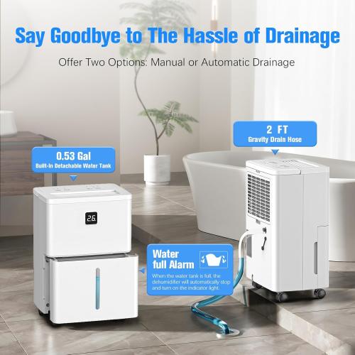 DEVERSE Max 25 Pints Dehumidifier for Home/Bedroom/Basement, 1500 Sq.Ft Coverage, with Drain Hose, Smart Humidity Control & Large Tank