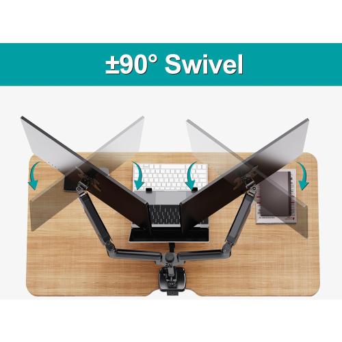MOUNT PRO Monitor and Laptop Mount, Gas Spring Dual Monitor Arm Fit Two Max 27inch Computer Screens, Laptop Tray for Max 17 Inch Notebooks, 3-in-1 Laptop and Monitor Desk Mount