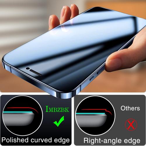 IMBZBK 3 Pack Privacy Screen Protector for iPhone 12 Pro Max Tempered Glass with 3 Pack Camera Lens Protector, Accessories 9H Anti Spy for Apple 12 Pro Max, 2.5D Curved, Case Friendly, Transparent