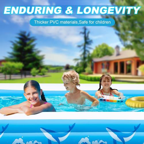 Large Inflatable Pool for Adults, 130 X 72 X 22 Blow-up Pools Swimming Pool, 2025 Upgraded Extra Oversized Thickened Family Pools for Backyard Summer Outdoor