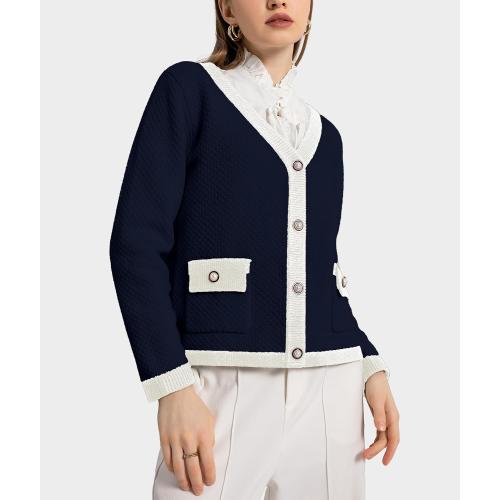 Casly Lamiit Women's Cardigan Sweaters Long Sleeve V Neck Button Down Knit Outerwear Spring Casual Open Front Cropped Jacket