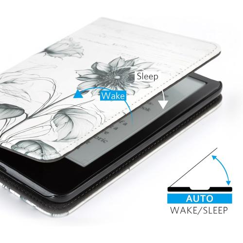 Size 6 CoBak Case with Stand for for 6 Kindle (2024 & 2022, 11th Gen) – PU Leather Smart Cover with Auto Sleep/Wake & Hand Strap, Premium Protective Case for Kindle Basic