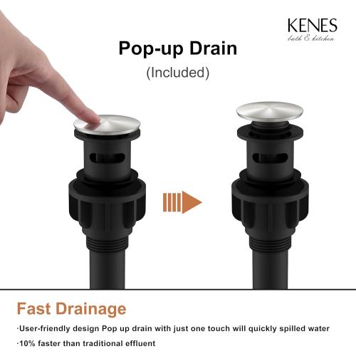 KENES Brushed Nickel Widespread Bathroom Faucet 2 Handle Bathroom Sink Faucet 3 Hole, 8-Inch 3 Pieces Vanity Faucet with Pop Up Drain & Supply Lines, KE-9050-P