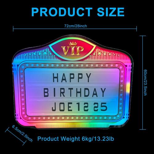 Bottle Service Lights, Custom Wedding Sign with 4 Interchangeable Letter Sets & 1 Numbers Set, LED Handheld Marquee Sign for Birthdays, Bachelorette & Club Nights & Party Photos(VIP)