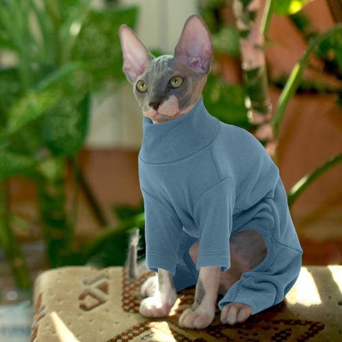 ROZKITCH Sphynx Cat Shirt, Breathable Soft Jumpers for Hairless Cats Only, Coat with Four Legs, Warm Sweater T-Shirt Pajamas Jumpsuit Vest Cornish Rex, Devon Rex, Peterbald Blue XXL