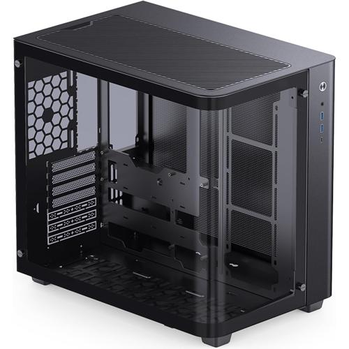 JONSBO TK-3 Black One-piece Curved Glass ATX Mid Tower Pc Case, One-piece Curved Glass, SP BTF MB/Dual 360 AIO/ATX PSU/40Series GPU, with 10 Fan Positions, 270 Degree Side View Display,Black Chassis