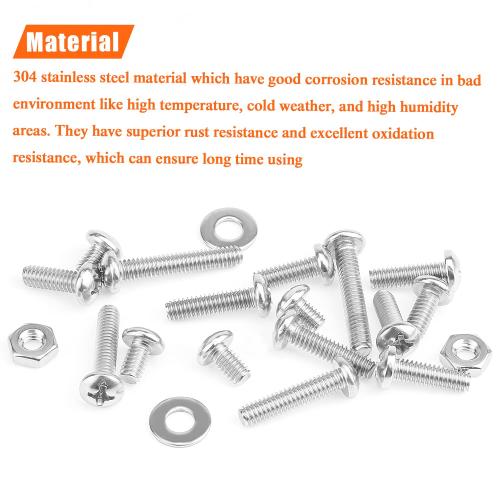 HELIFOUNER 102 Pieces #12-24 Phillips Pan Head Machine Screws Nuts Washers Assortment Kit, Coarse Thread, Fully Machine Threaded, 304 Stainless Steel
