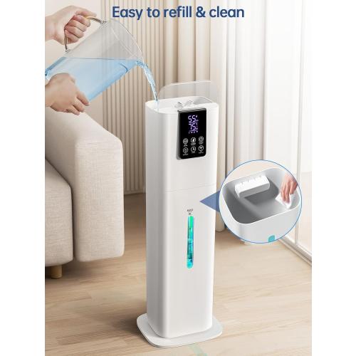 8L Smart Humidifiers for Bedroom Large Room, 2.1Gal Cool Mist Top Fill Diffuser Ambient Light, App & Remote Control, 3 Mist Modes, Quiet Humidifier for Home Office Plant (White)