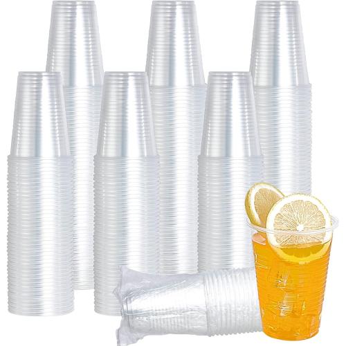 Vplus 120 Pack 24 OZ Clear Plastic Cups, Individually Wrapped PP Plastic Cups Disposable 24 OZ Drinking Glasses for Hotel Party Thanksgiving Christmas