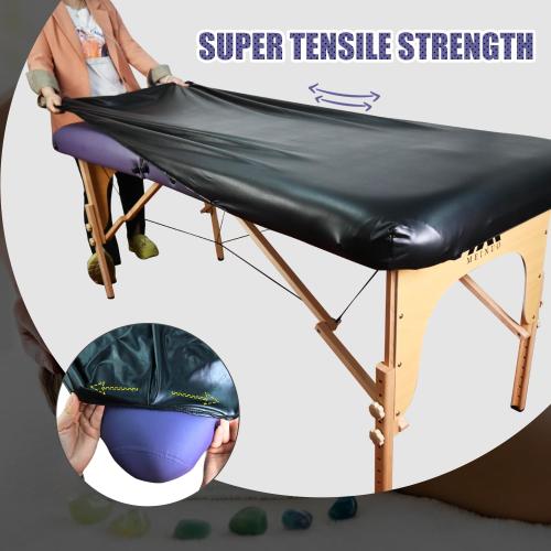Professional Waterproof Massage Table Cover - 32Inch Square 100% PU Leather, Wipeable Reusable Protector for Spa & Clinic (Black, 1-Pack)​