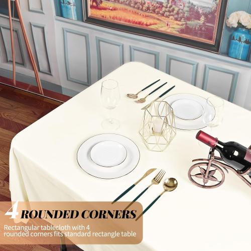 fani 10 Packs Ivory Tablecloth - 60 x 102 Inch for 6Ft Tables | Washable Polyester Fabric, Stain Wrinkle Resistant Rectangle Table Cloth for Wedding Banquets Parties Buffet Dining