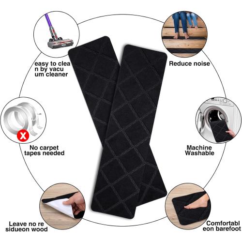 Stair Treads for Wooden Steps 15pcs - 8x30in Carpet Stairs Runner Indoor Non-Slip Stair Mats for Kids Elders and Pets