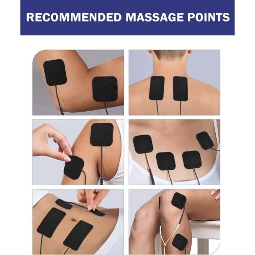 TENS Unit Replacement Pads, Nursal Reusable Self-Adhesive Electrodes Pads 20 Packs 2x2” 2x4”, Latex Free Pigtail TENS Pads, Compatible with TENS 7000, AUVON TENS, Etekcity, Nicwell Care Tens