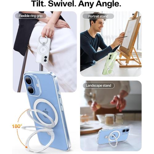 TORRAS Ostand Magnetic for iPhone 17 Case Clear, Fit for MagSafe, 3X Military Drop Protection, Camera Control, Slim Phone Case for iPhone 17 with Kickstand, Soft Edge, Anti Yellowing Cover 6.3, Clear