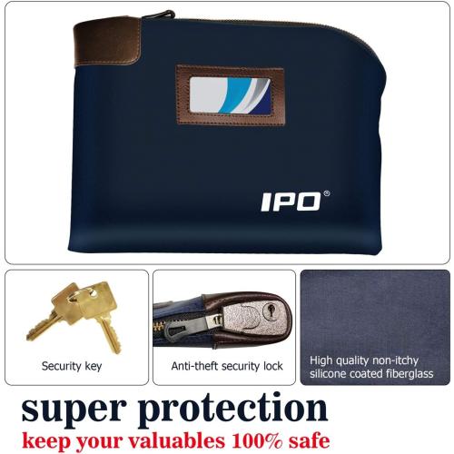 Waterproof Cash Bag with Lock and 2 Keys, 11 x 8.6 Inches, Canvas Documents Bag, Money Bank Deposit Bag with Zipper, Durable Leatherette Money Cash Coin Check Wallet Pouch for Men & Women