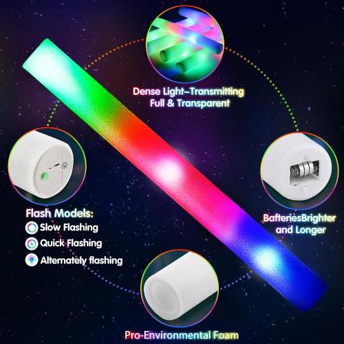 150 PCS Led Foam Sticks, Bulk Glow Sticks with 3 Colors Flashing, Light Up Baton Wands for Kids, Glow Sticks Party Supplies for party, Wedding, Raves, Concert, Camping, Sporting Events