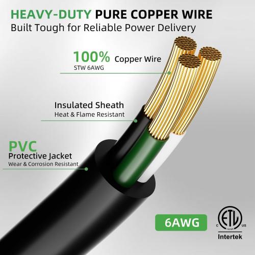 6 AWG Welder Extension Cord 10FT, NEMA 14-50P to 6-50R Adapter, 50 Amp 250V 12500W, Heavy Duty 4-Prong to 3-Prong Welding Power Cord with Handles & LED Indicator, Generator to Welder Use
