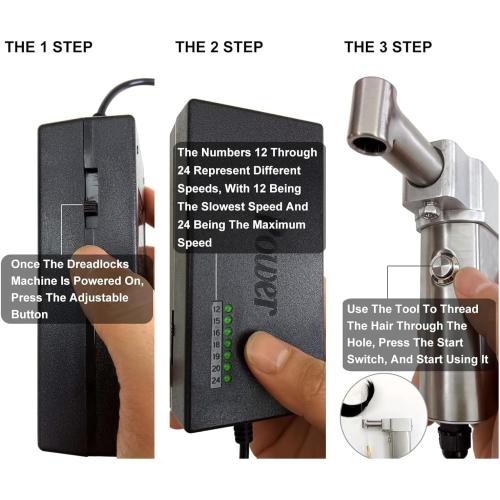 Dreadlock Machine, Dreadlock Machine Kit Automatic Loc Machine with Multiple Tools 3 Replacement Holes(0.2/0.39/0.63in) Dreadlocks Jewelry Barber Hair Brush Hair Locking Tools Dreadlock Crochet Hook