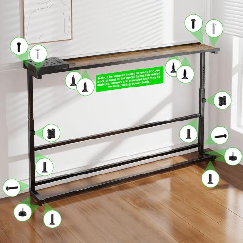 SENBOWE 39.4 Behind Couch Table with Power Outlets - Adjustable Height Narrow Sofa Table for Living Room, Skinny Console Table Behind Sofa with USB & AC Ports, Space-Saving