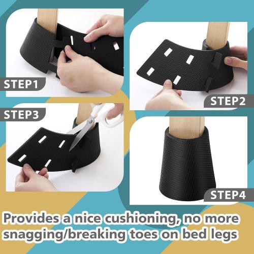ReliThick 8 Pcs Bed Frame Toe Protectors Bed Frame Leg Covers Feet Protectors to Keep Your Toes from Hard Furniture Legs Corner Guards, No Adhesive or Glue(Black)
