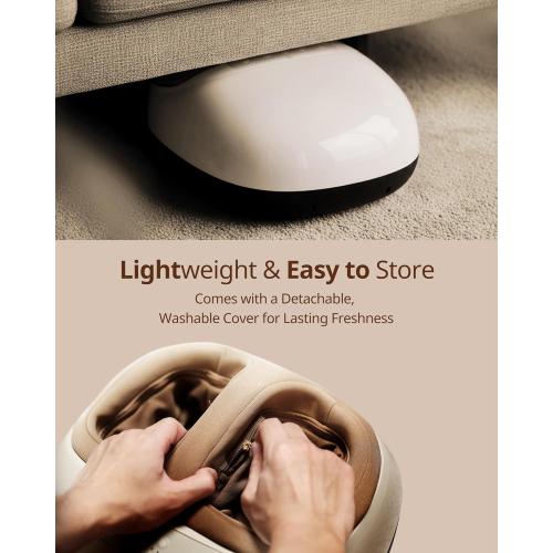 Shiatsu Foot Massager Machine with 3-Level Heat, Deep Kneading Therapy, Air Compression, Auto-off Timer, Remote Control, for Plantar Fasciitis, Neuropathy, Pain Relief, for Men Women Size up to 13