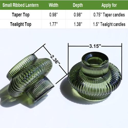 VOHO Green Candle Holder Decor for Dining Table Centerpiece, Ribbed Taper Candle Holders Versatile for Candle Sticks and Tea Lights Candles, Holiday Candlestick Holders Gifts for Friends(Set of 4)