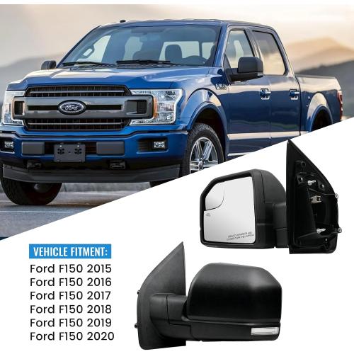 Left Side Mirror for Ford F150 2015 2016 2017 2018 2019 2020，Driver Side View Mirrors with Heated Power Glass, Turn Signal and Blind Spot Mirror Glass, 6 Pins