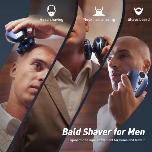 Electric Head Shaver for Bald Men PRO,2025 Upgraded 7D Magnetic Detachable Head Shaver,IPX7 Waterproof Wet/Dry,Type-C Fast Charging with LED Display,Grooming Kit,Travel Lock,Green