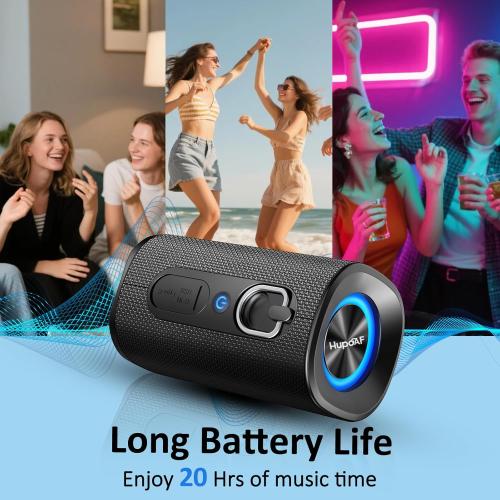 Bluetooth 5.4 Speaker, 2026 Wireless Bluetooth Speaker with 20W Stereo Deep Bass, HD Call, Colorful RGB Lights, TF-Card USB, TWS Pairing, IP-X7 Waterproof for Travel Party Home Beach Indoor Outdoor