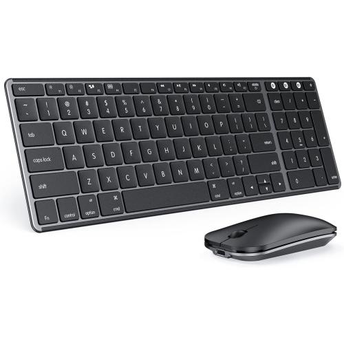 Color Black seenda Bluetooth Keyboard and Mouse for Mac, SKM64-2 Multi-Device Rechargeable Slim Wireless Keyboard Mouse Stainless Steel Full Size, Compatible with MacBook Pro/Air, iPad, Mac - Space Gray