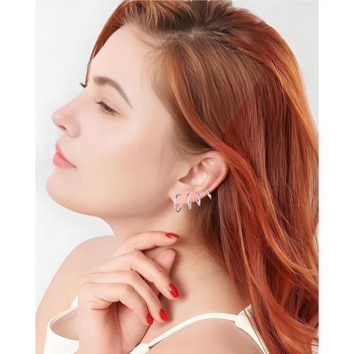 316L Surgical Stainless Steel Huggie Hoop Earrings 6mm 8mm 10mm 11mm 12mm 14mm Hypoallergenic Earrings Hoop Cartilage Helix Lobes Hinged Sleeper Earrings For Men Women