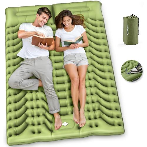 Camping Sleeping Pad,Double Sleeping Pad for Camping-Self Inflating 4 Extra-Thick for 2 Person with Pillow Built-in Foot Pump Inflatable Sleeping Mat for Backpacking,Hiking,Traveling,Tent
