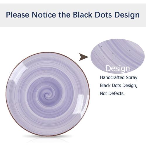 Selamica Ceramic 16-Pieces Dinnerware Set, Ceramic Dishes Set for 4, Kitchen Plates and Bowls Sets, Dinner Plates Set, Spray Black Dots, Gradient Color