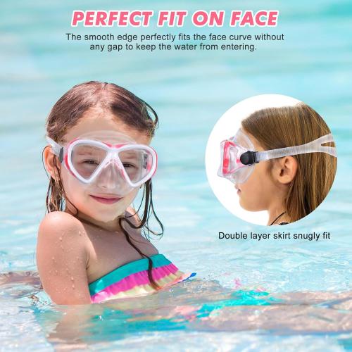 Kids Snorkel Set, Children Anti-Fog Diving Mask Swimming Goggles Dry Top Snorkel Equipment Snorkeling Packages Swimming Gear for Youth Boys Girls Age 5-10