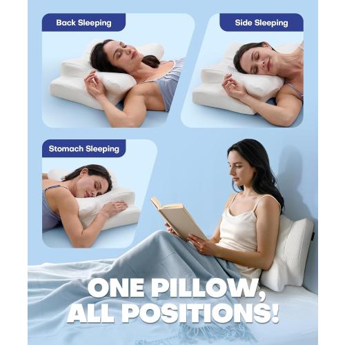 Sleep Doctor Approved Cervical Neck Pillow for Sleeping, Ergonomic Contour Side Sleeper Pillows for Adults, Cooling Orthopedic Pillow for Pain Relief Support, Memory Foam Pillows Back Stomach Sleepers