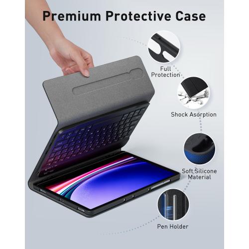 Case Keyboard / Mouse and Detachable Magnetic Keyboard, Slim Case  Holder (Black)
