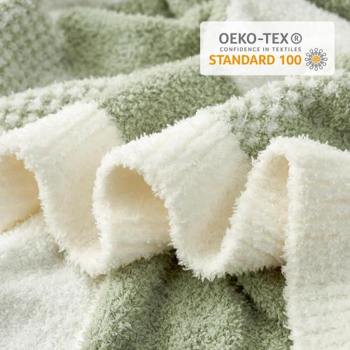 Snuggle Sac Checkered Blanket, Sage Green Throw Blanket for Couch Plaid Microfiber Fluffy Warm Cozy Fuzzy Soft Throw Blanket Reversible Checker Blankets for Sofa, Chair, Bed, 50x60 inches