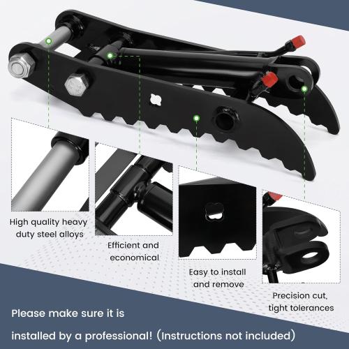 Mini Excavator Hydraulic Thumb,Compatible with Typhon&Agt Mini Excavators under 3 Tons,3-Hole Hydraulic Thumb for Chinese and L-Bracket Classic Mini Excavators,with L-Shaped Bracket&2 Hydraulic Hoses