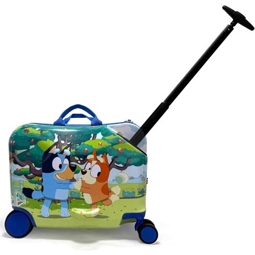 Fast Forward 18 Bluey Kids Ride On Luggage-HardShell Rolling Travel Suitcase-Lightweight Ride On Suitcase For Kids
