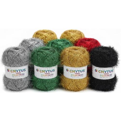 Sparkle Eyelash Dazzle Fun Fur Yarn for Knitting & Crochet | Super Soft Chunky Fuzzy Fiber for Doll Hair, Scarves & Crafts |100 gr. / 3.53 oz. - 160 Mt. / 175 Yards (1Skein, Black)