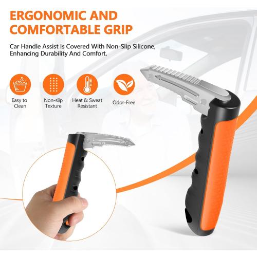 Kaiedos Car Door Handle for Elderly, 3-in-1 Car Handle Assist for Seniors, Portable Auto Cane Vehicle Support Handle, 500 lbs Capacity, Non-Slip Door Assist Bar (Orange, 2-Pack)
