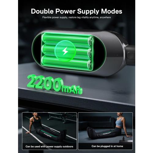 Leg Compression Massager System, Cordless Rechargeable Air Pressure Boots with Multi-Customize Modes, Intensities & Timer, Full Leg Compression for Circulation, Pain Relief, Recovery, etc