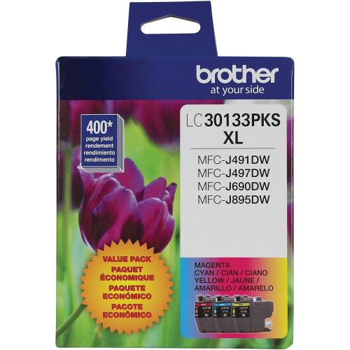 Brother High-yield Color Printer Ink Cartridges LC3013 3-Pack for Work Smart Series - Professional Grade Ink for MFC-J491DW, J497DW, J690DW, J895DW - Up to 400 Pages per Cartridge