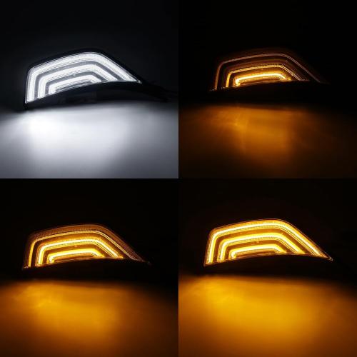 Front Fender Air Vent Led Turn Signal Side Marker Lights Compatible with Wrangler JL JLU 2018-2024 & For Gladiator JT 2020-2023 White DRL & Amber Yellow Dynmaic Sequential Blink(Clear Lens)