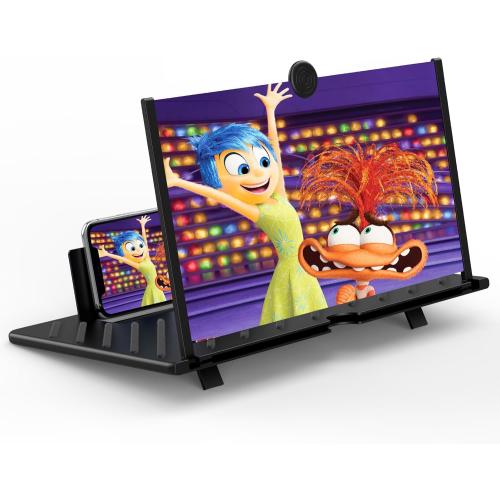 20 Screen Magnifier for Mobile Phone,3D HD Cell Phone Magnifying Projector Screen Enlarger for Movies, Videos, and Gaming,Foldable Phone Stand with Screen Amplifier,Supports All Smartphones (Black)