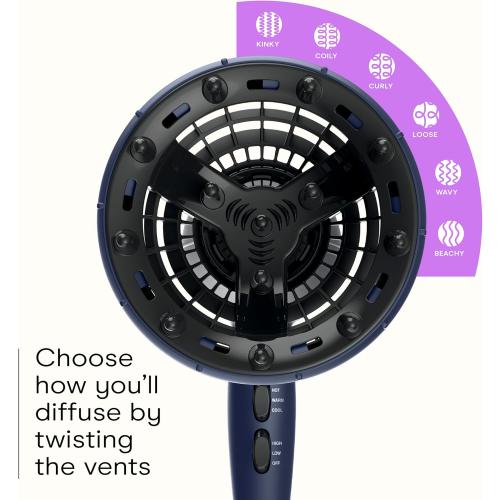 INFINITI PRO CONAIR Hair Dryer with , Enhances Curls and Waves While Reducing Frizz, Dark Blue