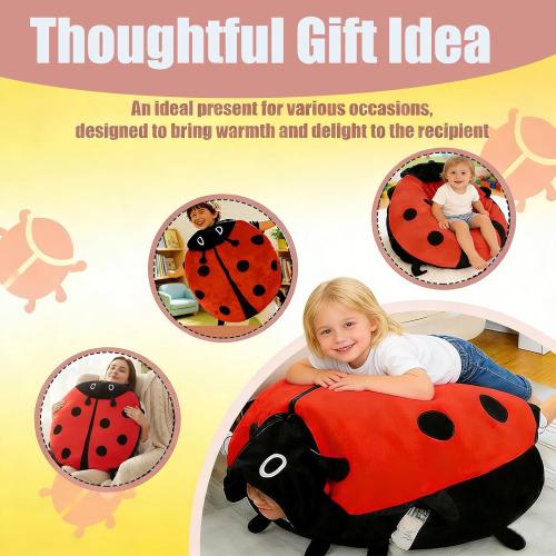 Wearable Lady Beetle Pillow, Giant Wearable Pillow Beetle-Inspired,Removable Oversized Lady Beetles Decorative Pillows,Funny Big Bug Plush Cushion for Kids and Adult (100CM / 40In)