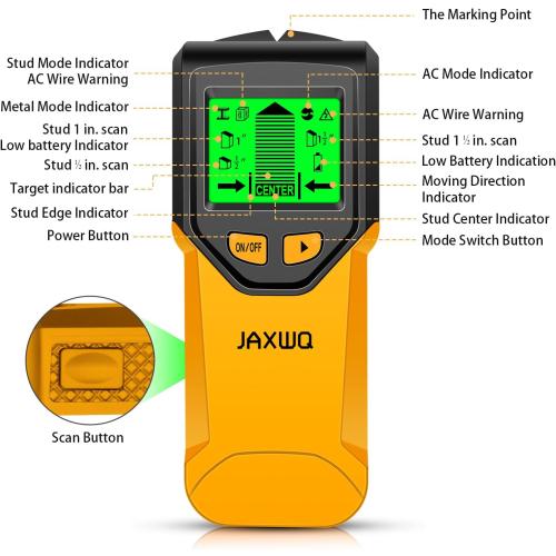 Stud Finder Wall Scanner - 5 in 1 Stud Finder Tool w/Smart Chip and HD LCD Display, Stud Detector Beam Finders for the Center and Edge of Wood AC Wire Metal Studs Joist Pipe