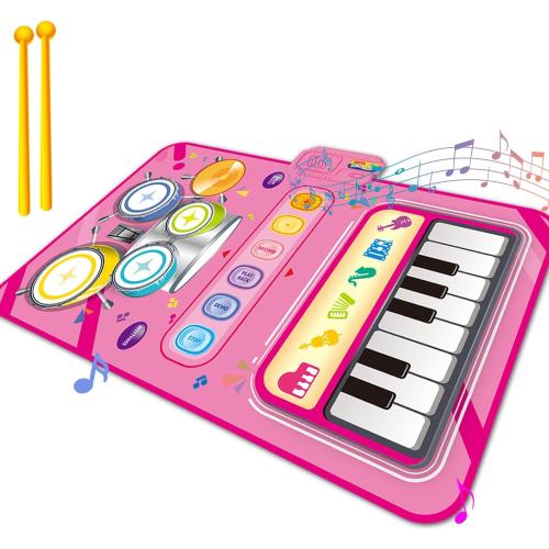 Toys for 1 Year Old Girl Gifts,2 in 1 Piano Mat Montessori Toys for 1 2 Year Old Girl,Educational Musical Toy First Birthday Gifts for 1 2 3 Year Olds Girls,Christmas Stocking Stuffers for Toddler